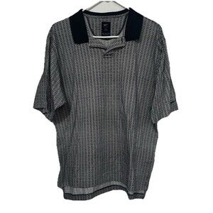 Nike Golf Men’s Polo Short Sleeve Navy Blue Checker Pattern Casual Shirt Medium